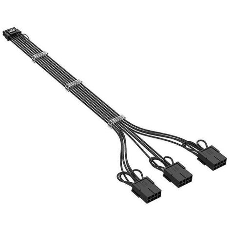 Câble d'extension gainé pour alimentation PCIe 16 broches vers 3/4 x 8 (6+2) broches (noir)