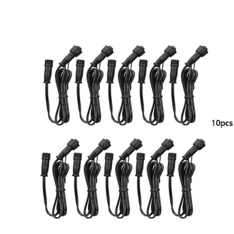 Câble d'extension, lot de 10, pour spots LED encastrés, étanche IP67, 1 m / 3,3 pi, 2 broches, avec connecteurs mâle et femelle