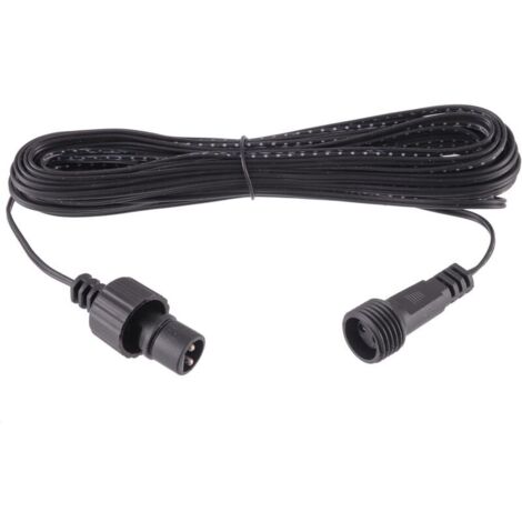 Câble d'extension lumineux Noël étanche IP44 Noir 2 broches mâle/femelle LED basse tension 10 m
