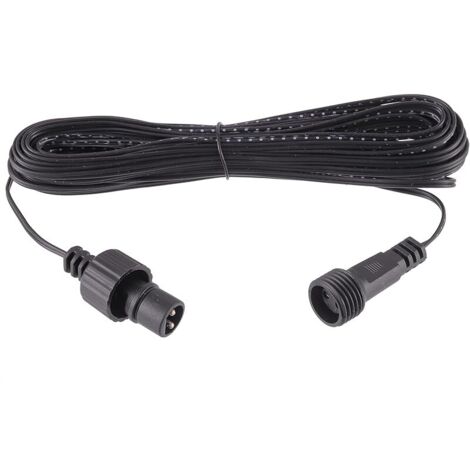 Câble d'extension lumineux Noël étanche IP44 Noir 2 broches mâle/femelle LED basse tension 10 m