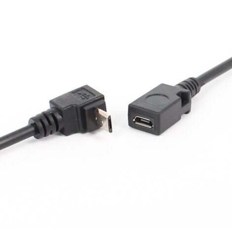 Câble d'extension micro-ondes mâle-femelle à 90 degrés avec coude supérieur / Câble de charge de données pour téléphones Android en forme de L