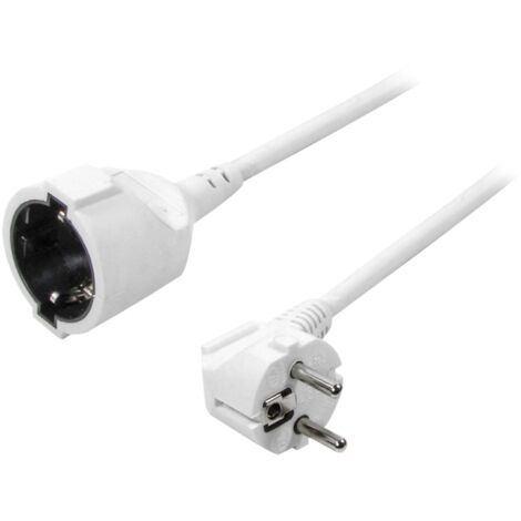 Cable dextension mis a la terre blanc 3m