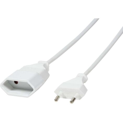 Cable dextension non mis a la terre euro blanc 3m