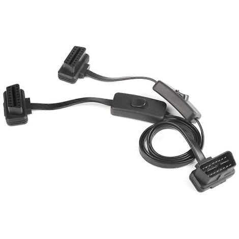 Câble d'extension OBD2 16 broches de 60 cm avec interrupteur et adaptateur de prise