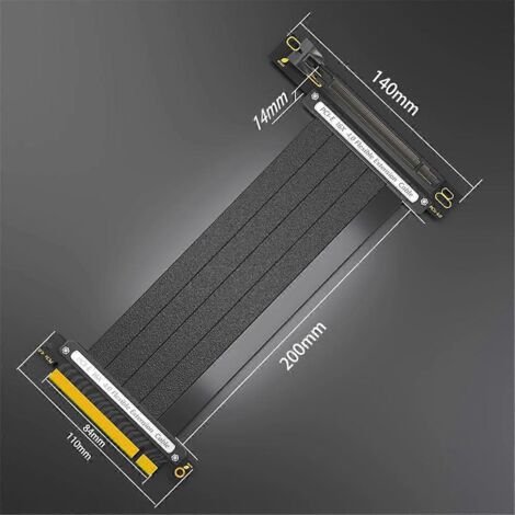 Câble d'extension PCIe 4.0, 16 ports blindés haute vitesse, coudé à 180°