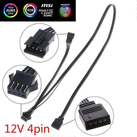 Câble d'extension pour connecteurs RGB 12V 4 broches ventilateur carte mère PC