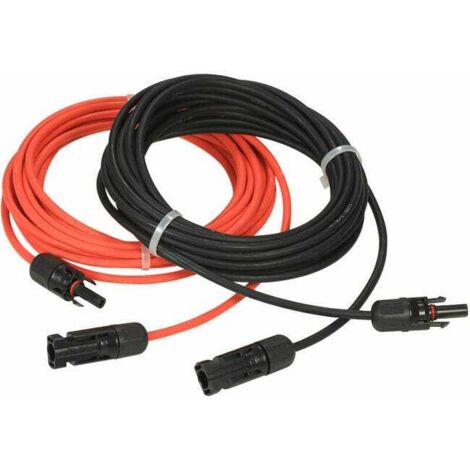 Câble d'extension pour panneau solaire, connecteur MC4, paires de fils rouge et noir, calibre 14 AWG, 4 mètres