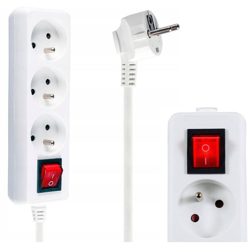 Câble D'Extension Réseau 5m Interrupteur Prise 3g 16a