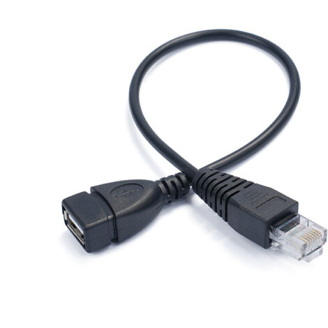 Câble d'extension réseau haut débit RJ45 mâle vers USB femelle avec connecteur de transmission.