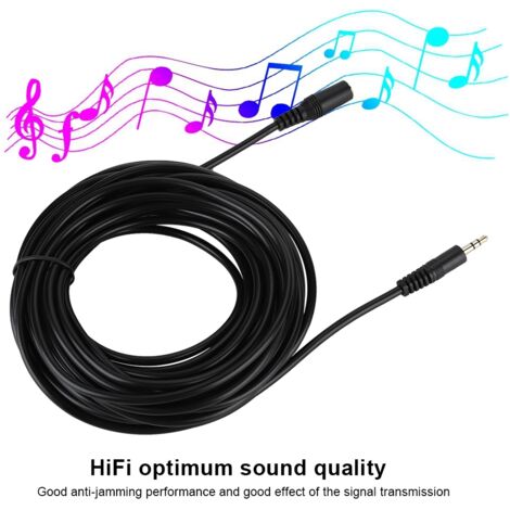 Câble d'extension stéréo 3.5mm 10 mètres pour casque audio, enceintes et smartphone