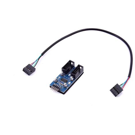 Câble d'extension USB 2.0 à 9 broches pour cartes mères, convertisseur HUB 9 broches vers double 9 broches pour carte mère de bureau.
