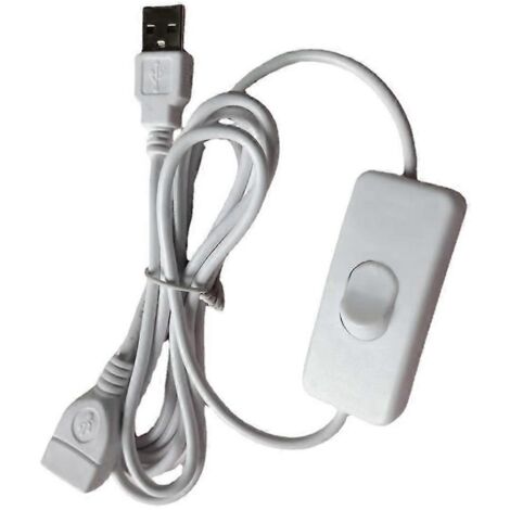 Câble d'extension USB 2.0 avec interrupteurs marche/arrêt, connecteur mâle-femelle.