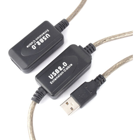 Câble d'extension USB 2.0 Type A Mâle/Femelle 20 mètres Noir