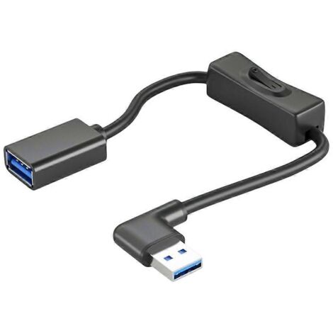 Câble d'extension USB 3.0 avec interrupteur pour ventilateurs, lampe de bureau LED - 0.3m