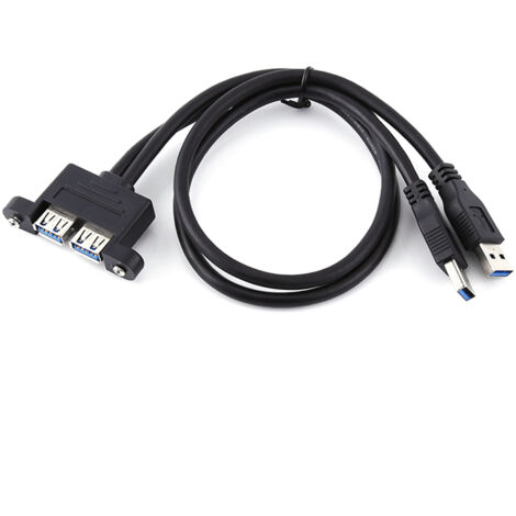 Câble d'extension USB 3.0 mâle/femelle avec fixation panneau vissable - Double port