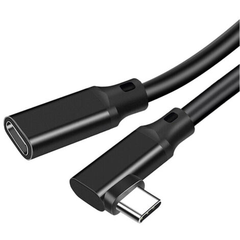 Cable D'Extension USB-C Coudé à 90 Degrés USB 3.2 Gen2, PD 100 W, Transfert de Données 20 Gbit/S pour la Diffusion sur Moniteur, VR 50 cm
