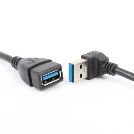 Câble d'extension USB, câble de données coudé USB 3.0 mâle vers femelle, câble adaptateur d'extension USB 3.0 coudé vers le haut haute vitesse.