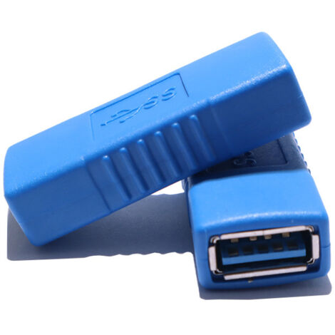 Câble d'extension USB femelle-femelle avec blindage en maille transparente bleue  adaptateur de connecteur USB femelle avec ports USB femelles aux deux extrémités.
