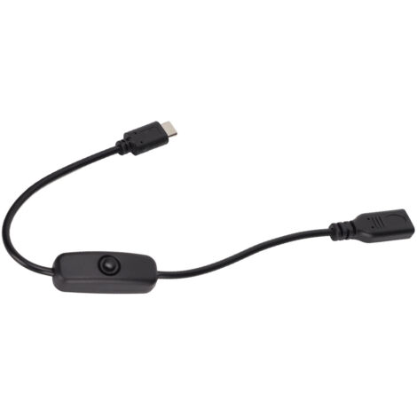 Câble d'extension USB Type C mâle/femelle 30 cm avec interrupteur marche/arrêt pour téléphone portable, noir