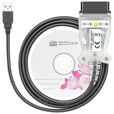 Câble diagnostic auto K+CAN D+CAN FTDI FT232RL, interface USB IN-PA pour véhicules, outil OBD2 compatible EOBD, connexion fiable et rapide.