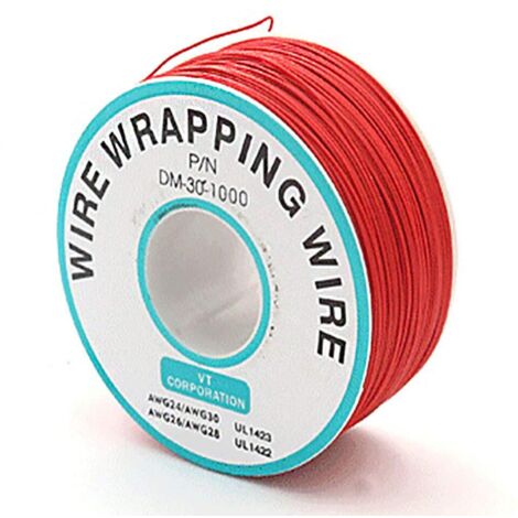 Câble d'isolation coloré rouge de 250 m, câble d'emballage de test en cuivre étamé, câble solide 30 AWG 0,25 mm pour ordinateur portable
