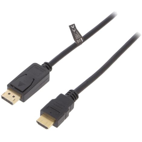 Cable DisplayPort 1.2 prise male HDMI prise male 3D 4K 2m - Noir