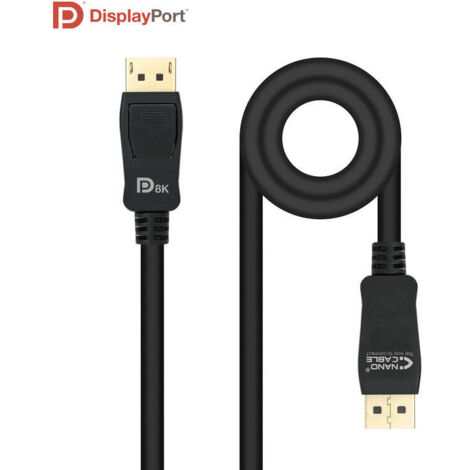 Cable Displayport 1.4 8K Nanocable 10.15.2500/ Displayport Macho - Displayport Macho/ 0.5m/ Certificado/ Negro
