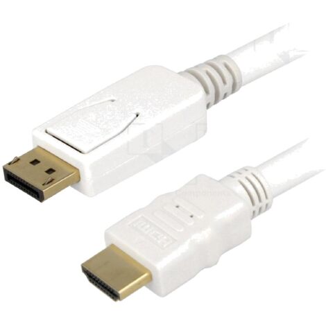 Cable DisplayPort male HDMI male 2m - Blanc