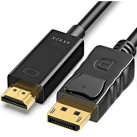 Câble Displayport vers HDMI Ordinateur DP Convertisseur de moniteur HDMI Adaptateur DP HDMI Contacts dorés de haute qualité Prise en charge 1080p Full HD 60Hz 1.8m