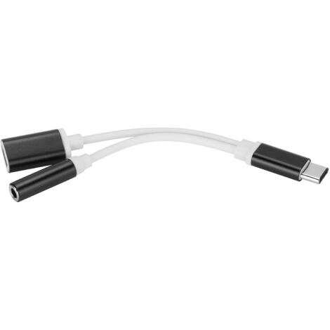 Câble Diviseur Audio et Charge 2-en-1 USB-C vers Jack 3.5mm - Noir