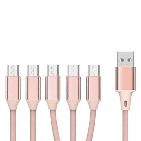 Câble diviseur Micro USB 2.0 vers Type-C, cordon de charge multiple 5 en 1 avec 5 ports Micro USB