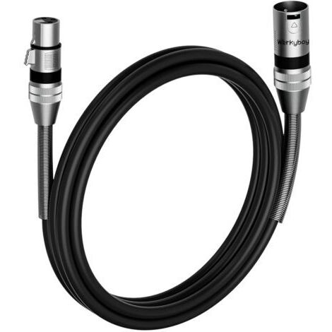 Câble DMX à 3 Broches de 3m(1 Pièce), XLR Mâle vers Femelle Stage Light Cable, Câble de Signal DMX 110 Ohms, Ressort SR pour éclairage de Scène, Têtes Mobiles, LED PAR, Microphone etc