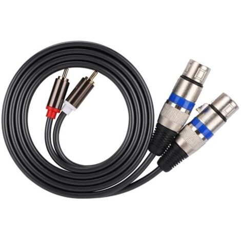 Câble Double RCA Mâle vers Double XLR Femelle 1.5M - Plaqué or - Alliage de zinc - Adaptation audio