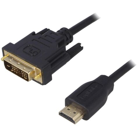 Cable DVI-D -18+1- male HDMI male 3m - Noir