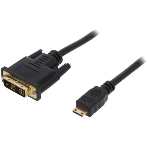 Cable DVI-D -18+1- male mini HDMI male 1m - Noir