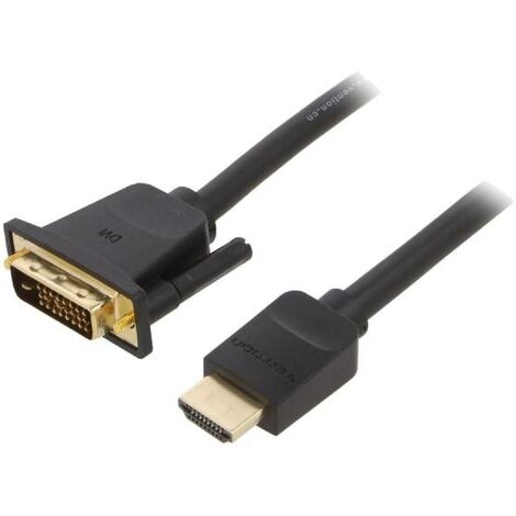 Cable DVI-D -18-1- prise male HDMI prise male Full HD 1m - Noir