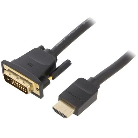 Cable DVI-D -18-1- prise male HDMI prise male Full HD 3m - Noir