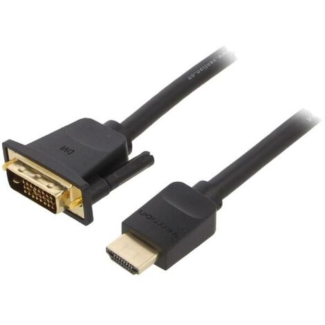 Cable DVI-D -18-1- prise male HDMI prise male Full HD 5m - Noir