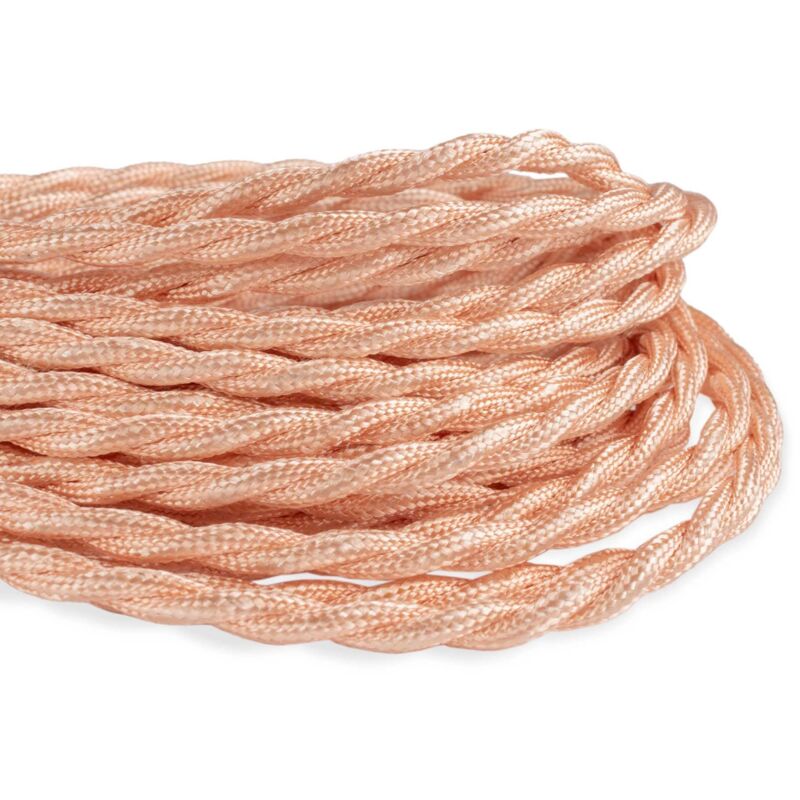 

Cable eléctrico decorativo textil trenzado de colores (venta por metros) | Dorado Rosado