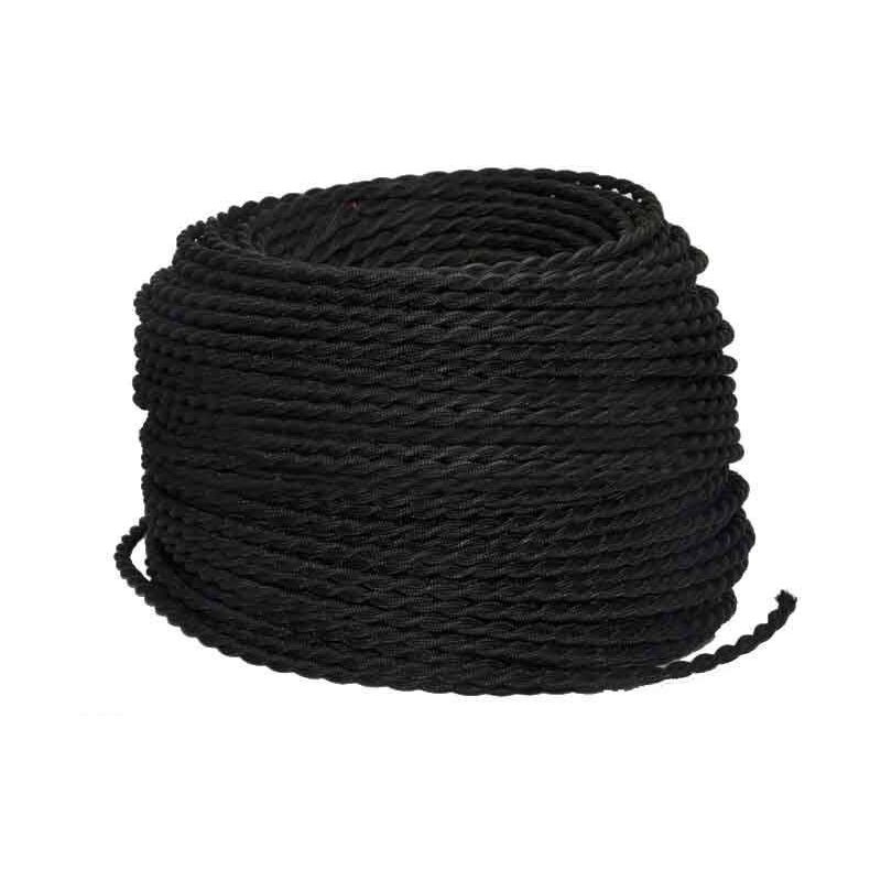 

Cable eléctrico decorativo textil trenzado de colores (venta por metros) | Negro
