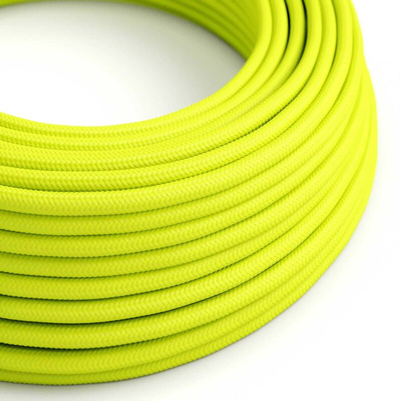 

Cable Eléctrico Redondo Recubierto en tejido Efecto Seda Color Sólido, Amarillo Fluo RF10 | 3x0.75