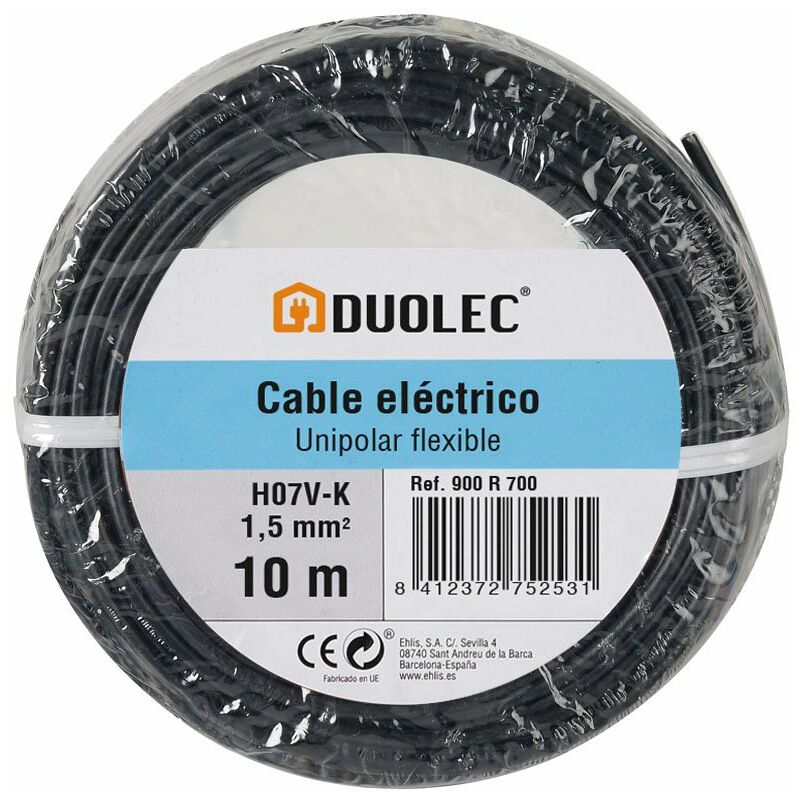 

CABLE ELECTRICO 1,5 MM X10M NEGRO - Duolec