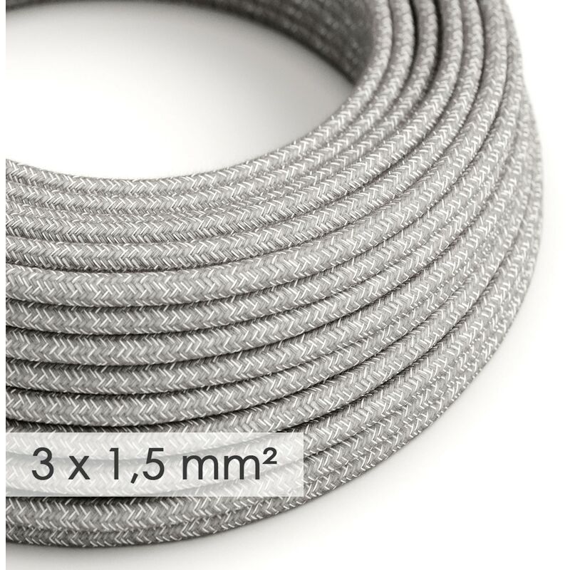 

Cable electrico de sección grande 3x1,50 redondo - Lino Natural Gris RN02 | 20 Metros