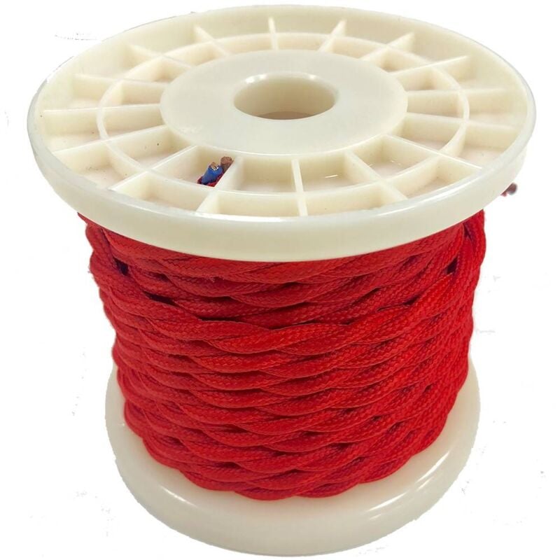 

Cable eléctrico decorativo textil trenzado 2X0,75 rojo - 10 metros