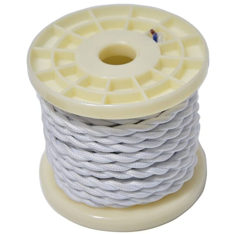 

Cable eléctrico decorativo textil trenzado 2X0,75 blanco - 10 metros
