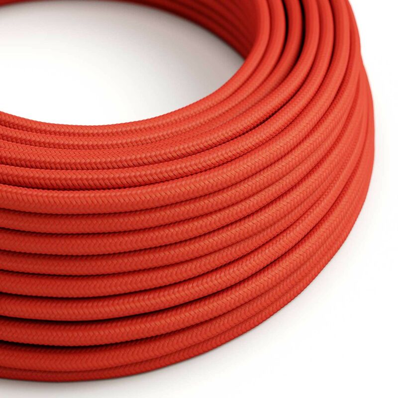 

Cable electrico para exterior redondo revestido en tejido Efecto Seda Rojo SM09 | 1 Metro