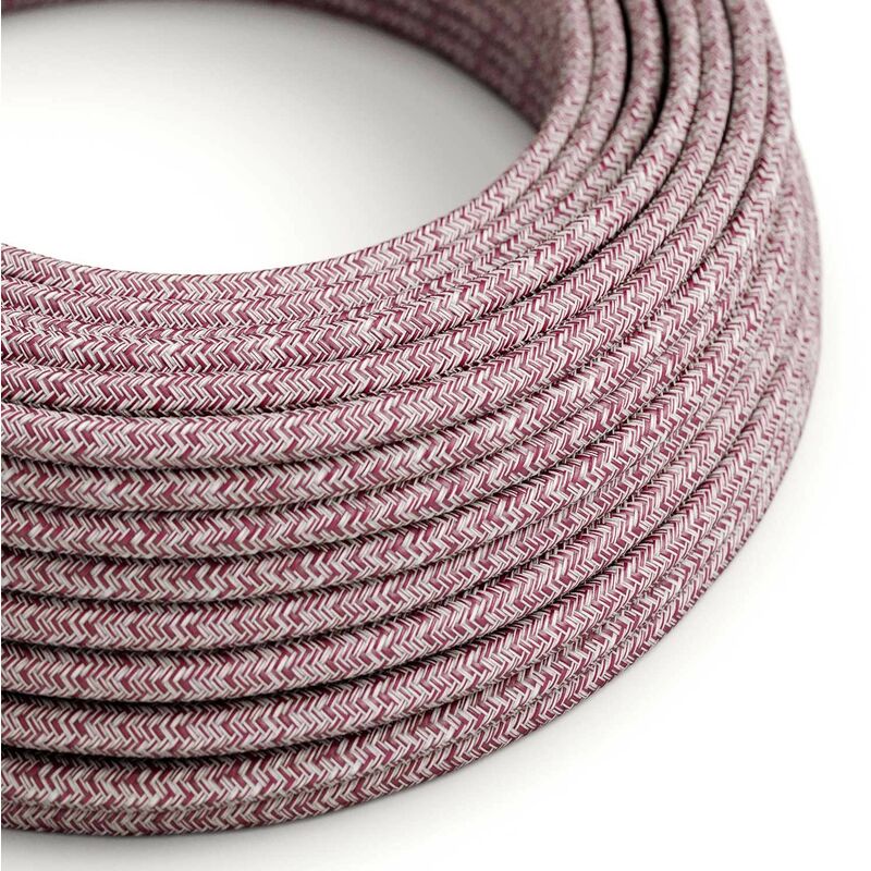 

Cable Eléctrico Redondo Recubierto en Algodón Tweed Burgundy color Rojo, Lino Natural y Acabado Glitter RS83 | 50 Metros - 3x0.75