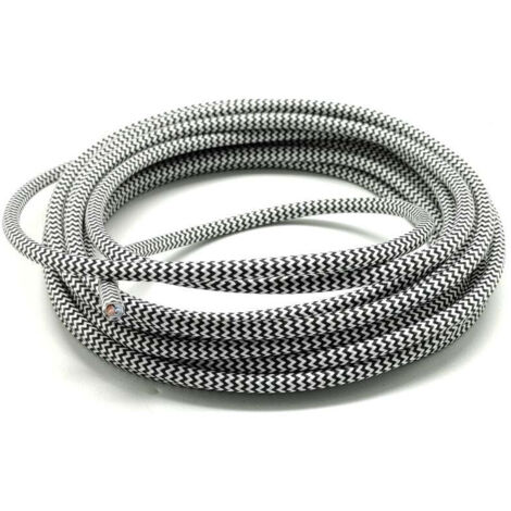 Cable Eléctrico Textil 2 X 0,75mm en Rollo de 5m Negro y Blanco