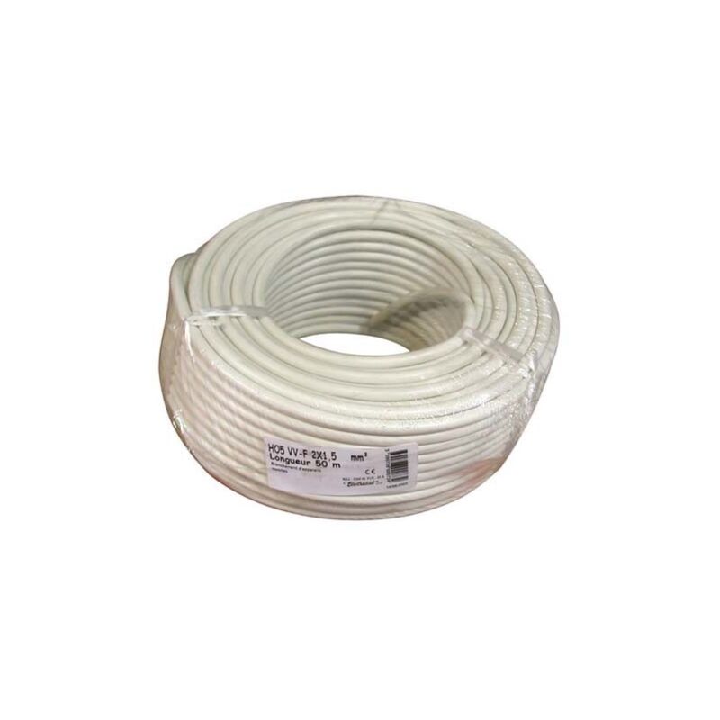 Electraline - cable H05VVF 3X1.5 50M blanc couronne 10107079J