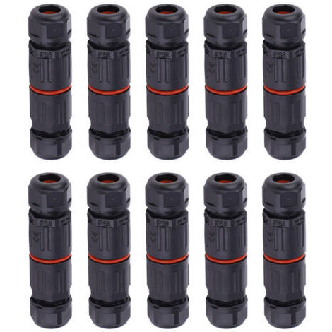 Câble électrique étanche IP68, connecteur à 3 broches, prise extérieure, 0,5 mm² 2,0 mm², 10 pièces